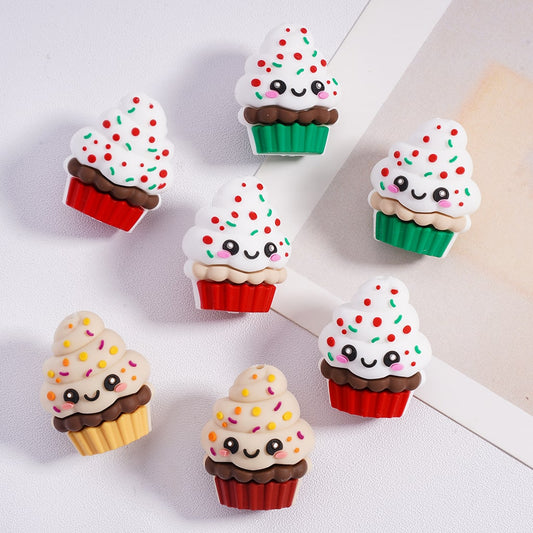 3D Mini Layered Ice Cream Cake Cup Silicone Focal Bead