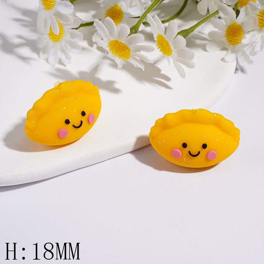 3D Dumpling with Silver Glitter Silicone Focal Beads, Height 18MM  Multi-Color