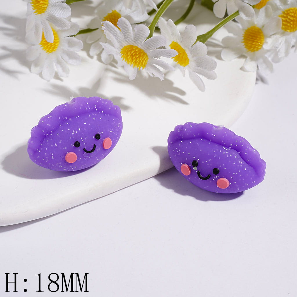 3D Dumpling with Silver Glitter Silicone Focal Beads, Height 18MM  Multi-Color