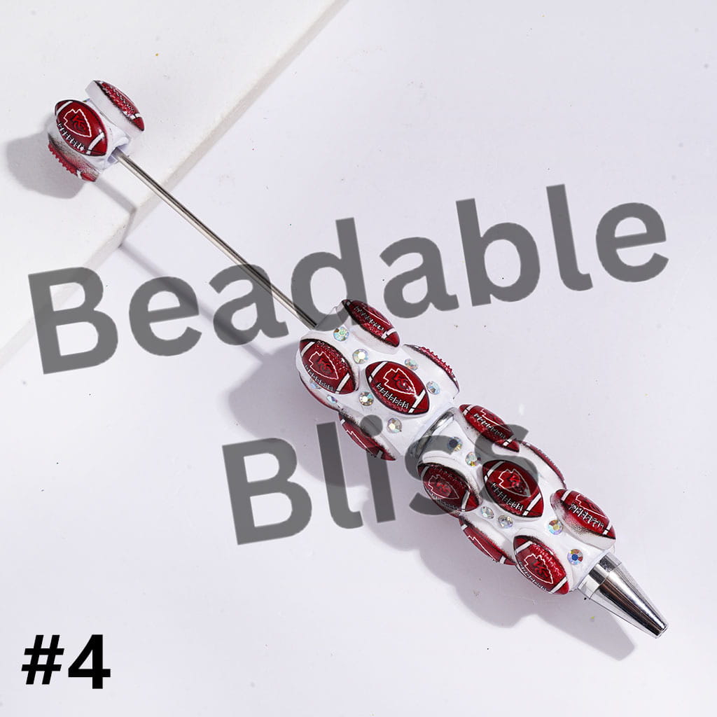 Beadable Clay Pens with American Football Theme and AB Rhinestones