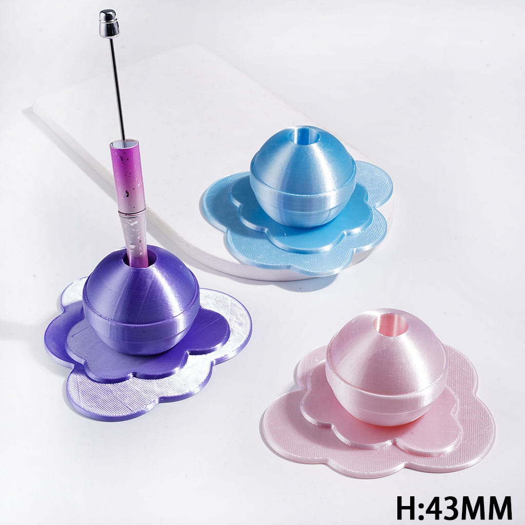 3D Printed PLA Round Lollipop-Shaped with Cloud Bottom Pen Holder, Single Hole Desktop Pen Stand, Craft Tool Organizer for Pens Tweezers Embroidery Needles, Height 43MM, Multi-Color, Random Mix