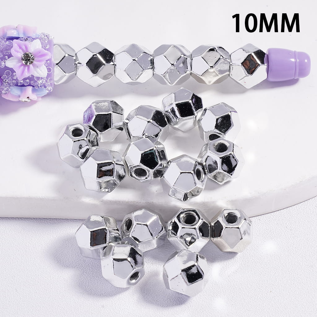 Bling Bling Disco Ball Shape Silver and Gold Acrylic Beads 10 mm