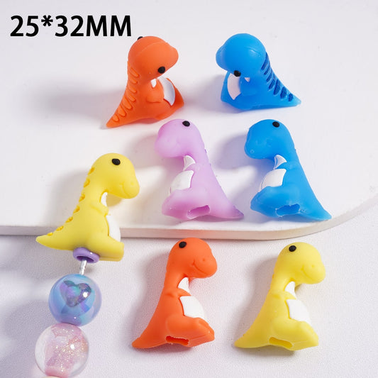 Soft PVC Little Cute Dinosaur Pen Toppers Solid Color Random Mix 25*32mm