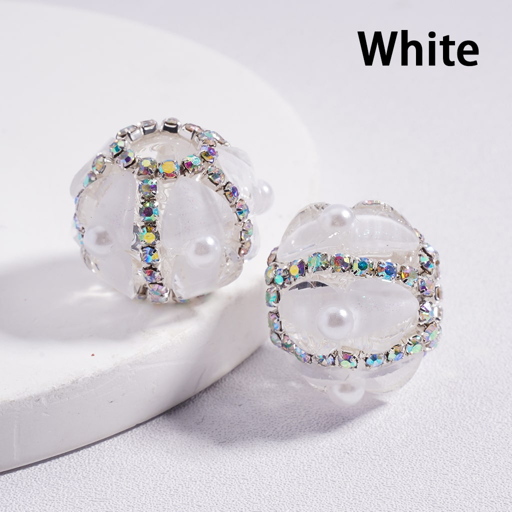 AB Rhinestone Heart & Pearl Multi Color Round Acrylic Beads 20mm
