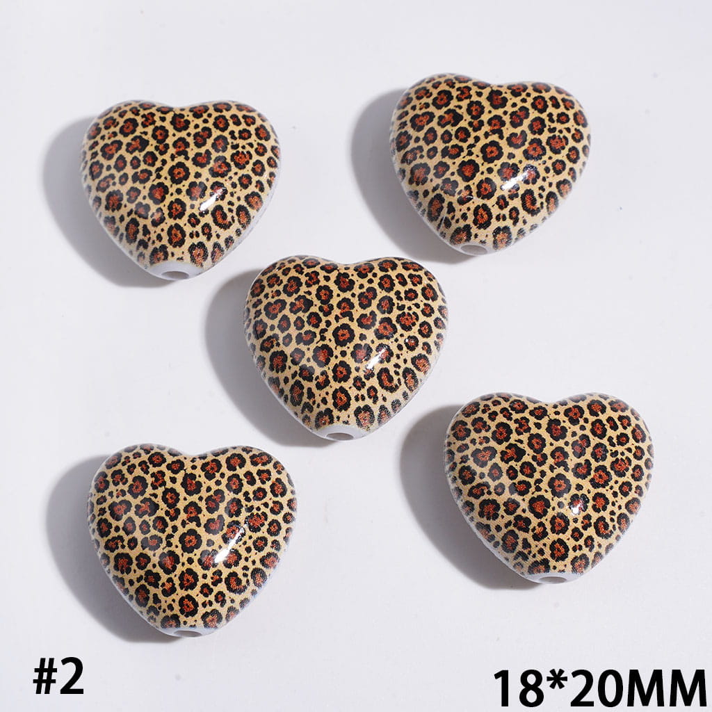 Acrylic Beads Heart with Diverse Pattern, 18*20MM