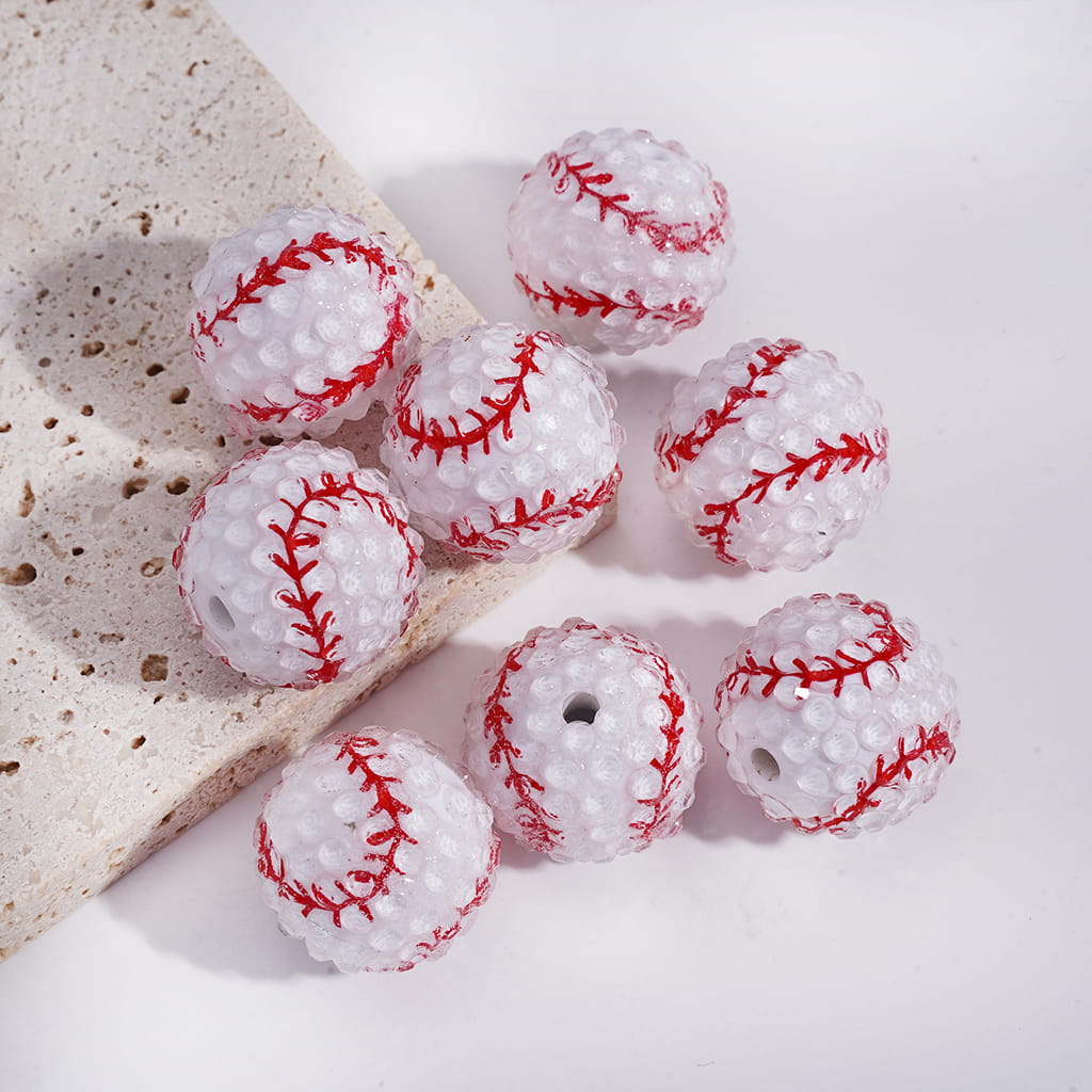 Round Football Basketball Soccer Baseball Mix of Sports Balls Acrylic Beads, 20mm