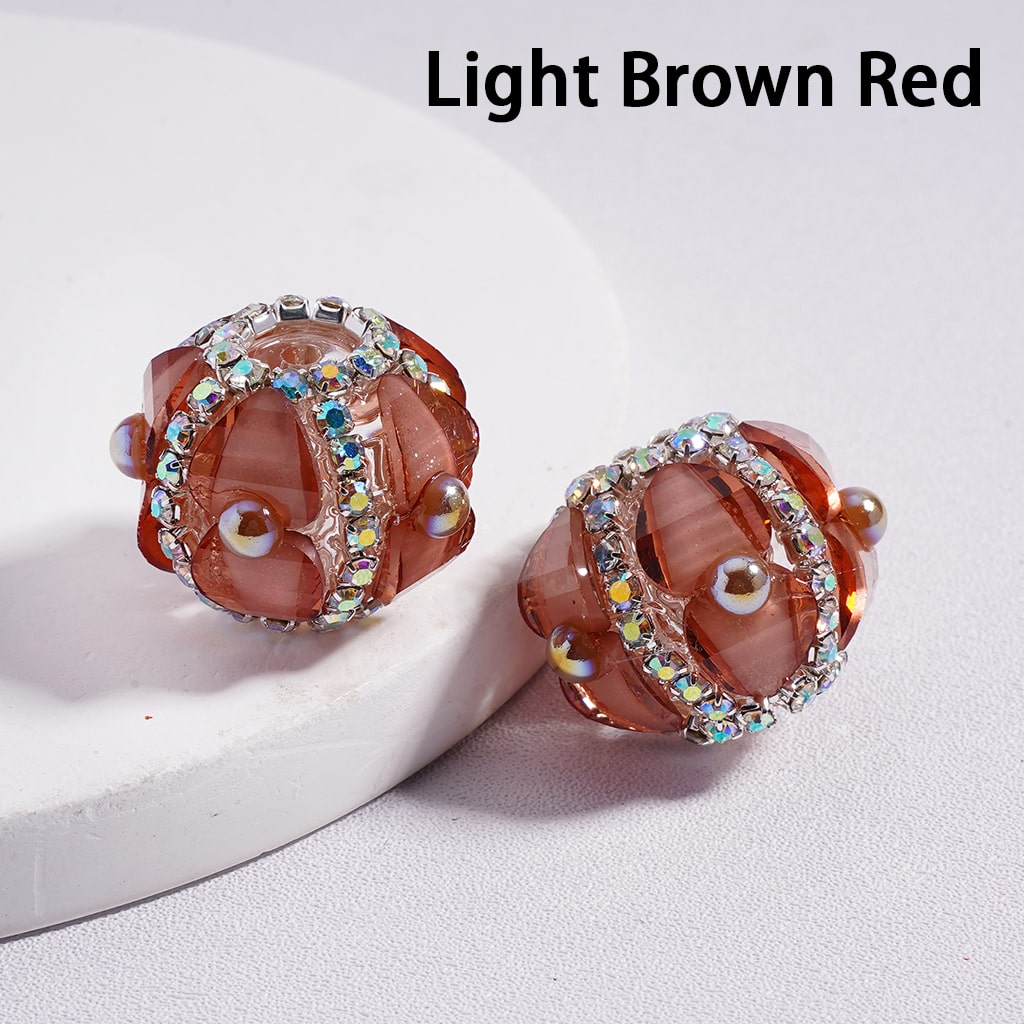 AB Rhinestone Heart & Pearl Multi Color Round Acrylic Beads 20mm