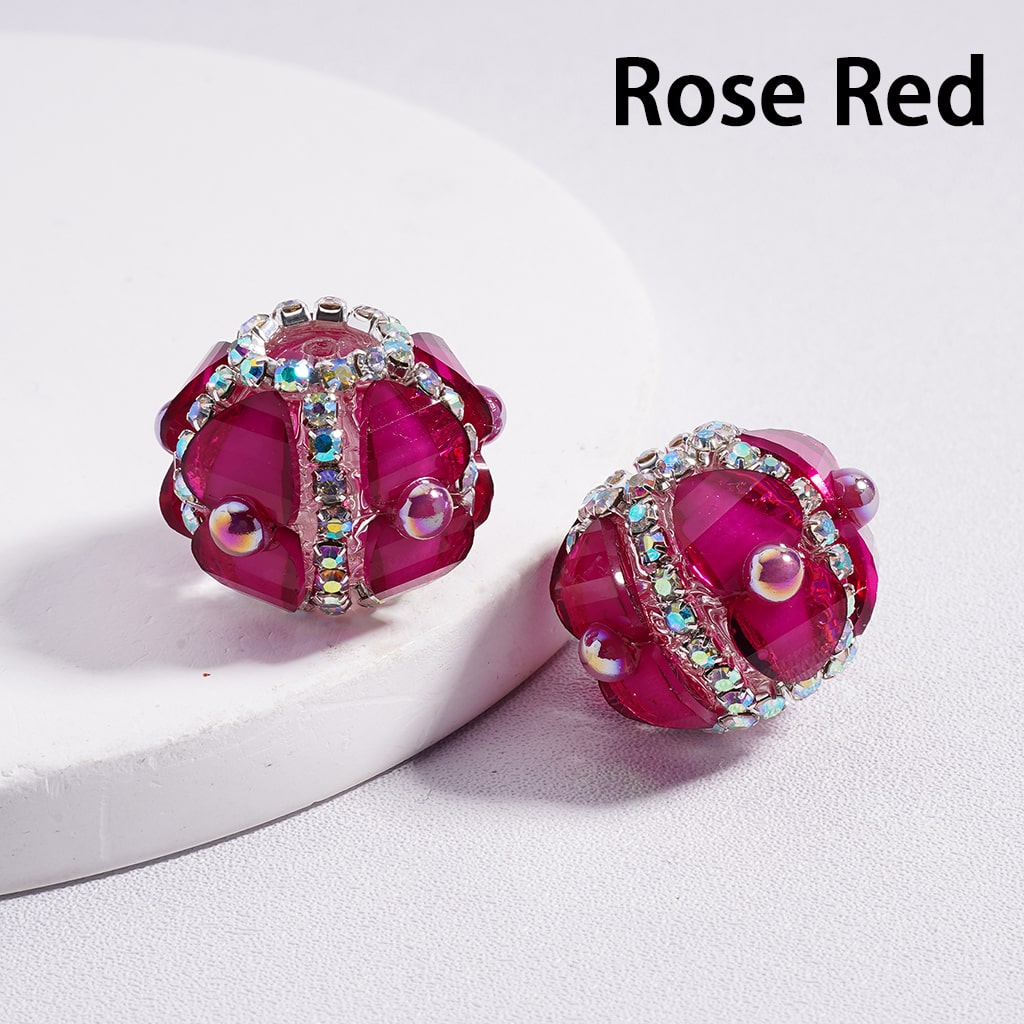 AB Rhinestone Heart & Pearl Multi Color Round Acrylic Beads 20mm