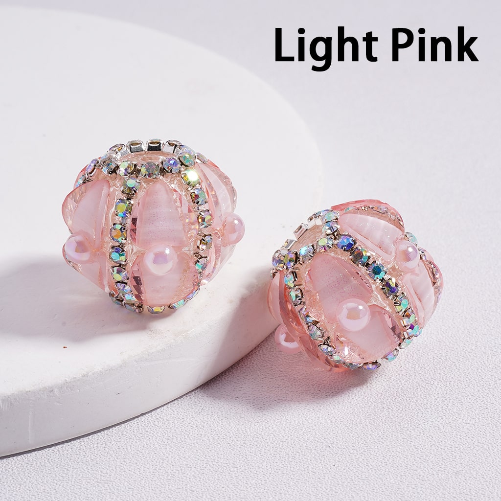 AB Rhinestone Heart & Pearl Multi Color Round Acrylic Beads 20mm