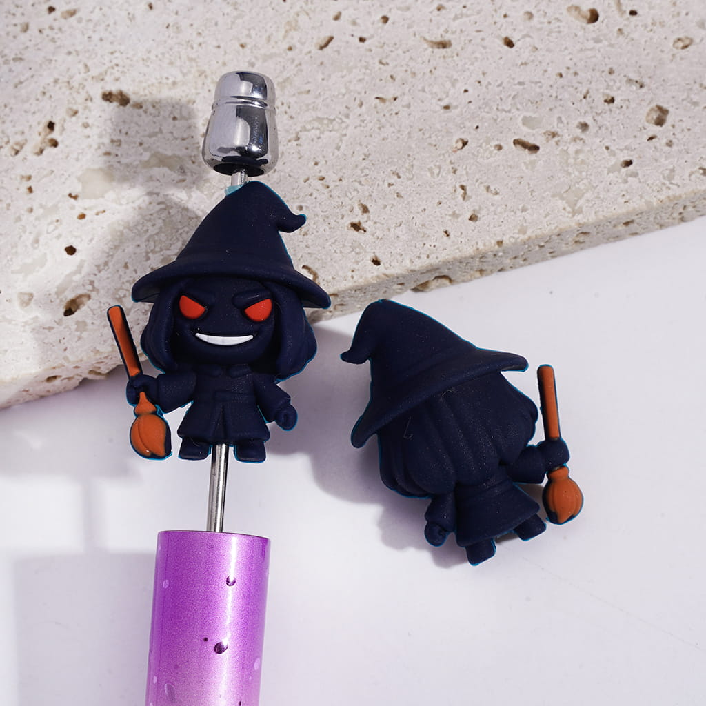 3D Halloween Cute Black Spooky Horror Character Series Silicone Focal Beads