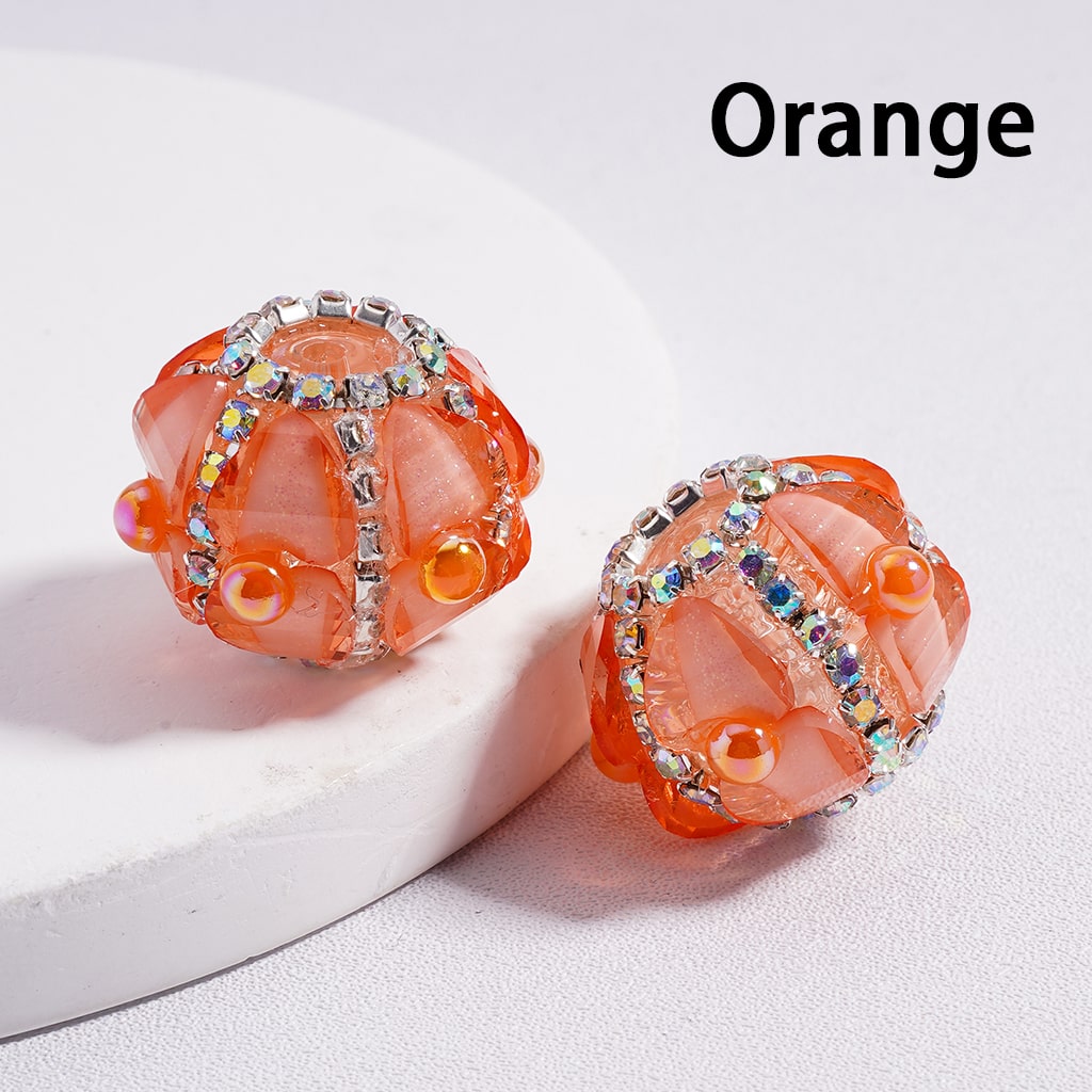 AB Rhinestone Heart & Pearl Multi Color Round Acrylic Beads 20mm