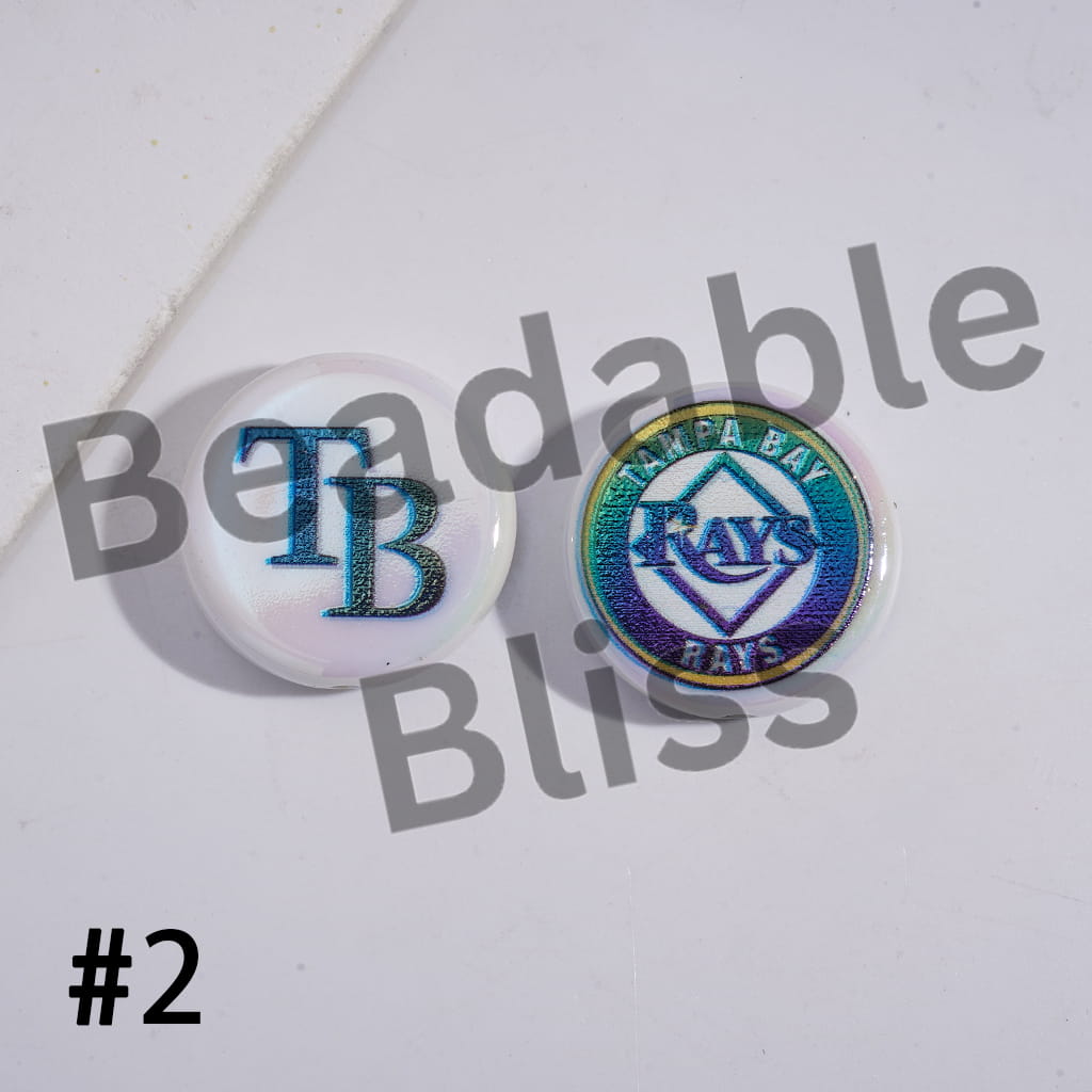 Acrylic Beads UV Coating with Sports American Baseball Series, Around 24MM, Flat Round Shape