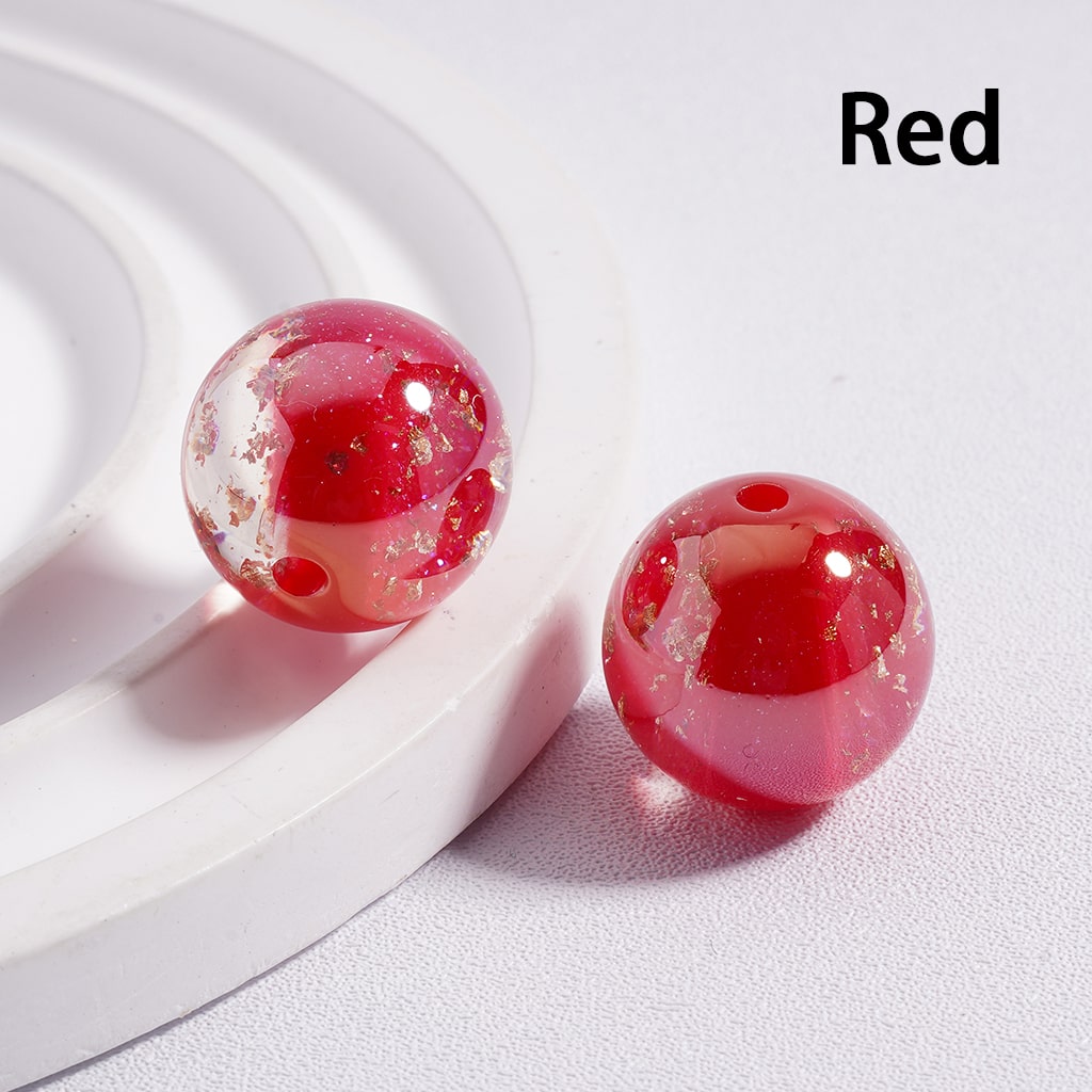 Shiny Gold Foil Glitter Round Acrylic Beads 16mm (Single Color is available for 100pcs (whole bag) Only)