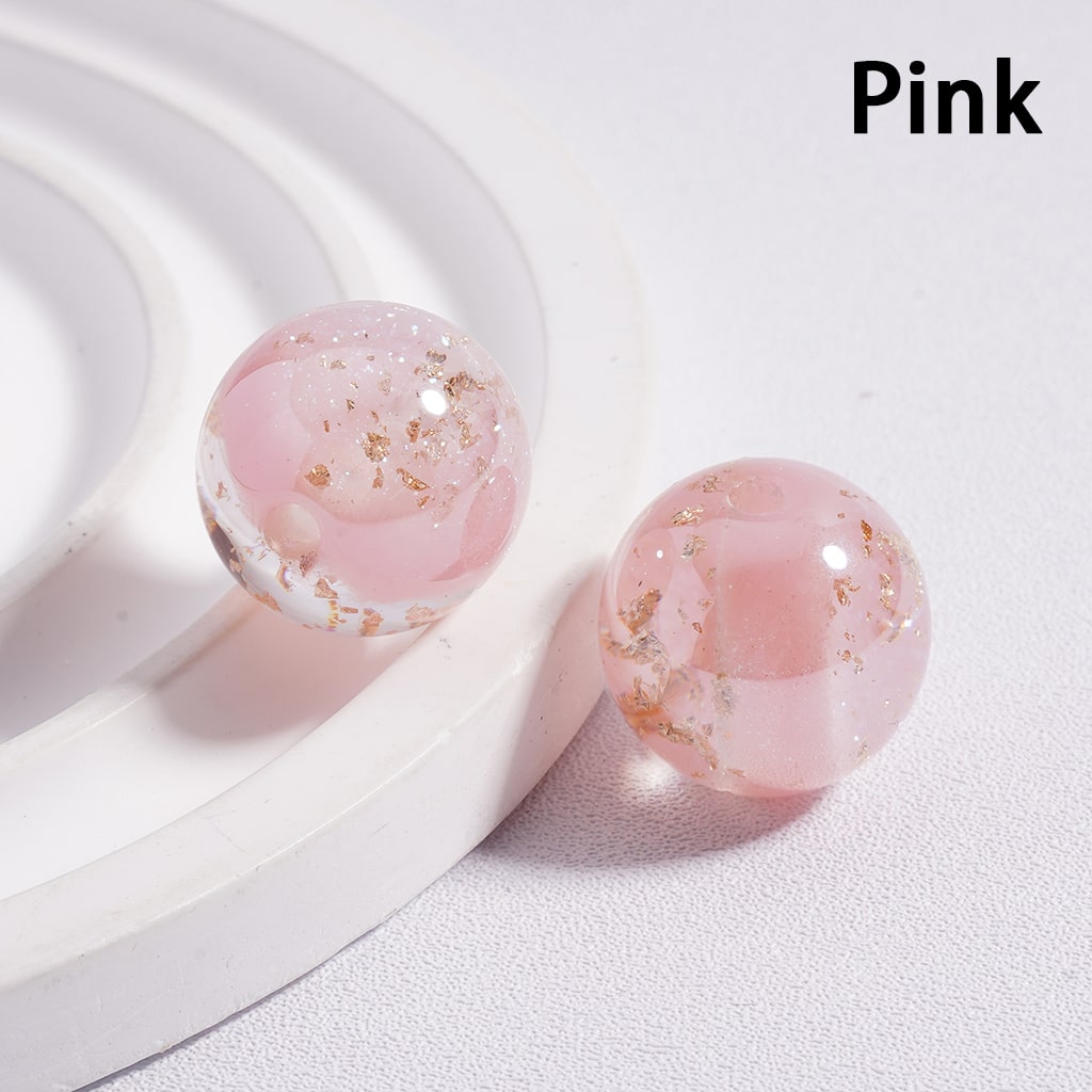 Shiny Gold Foil Glitter Round Acrylic Beads 16mm (Single Color is available for 100pcs (whole bag) Only)