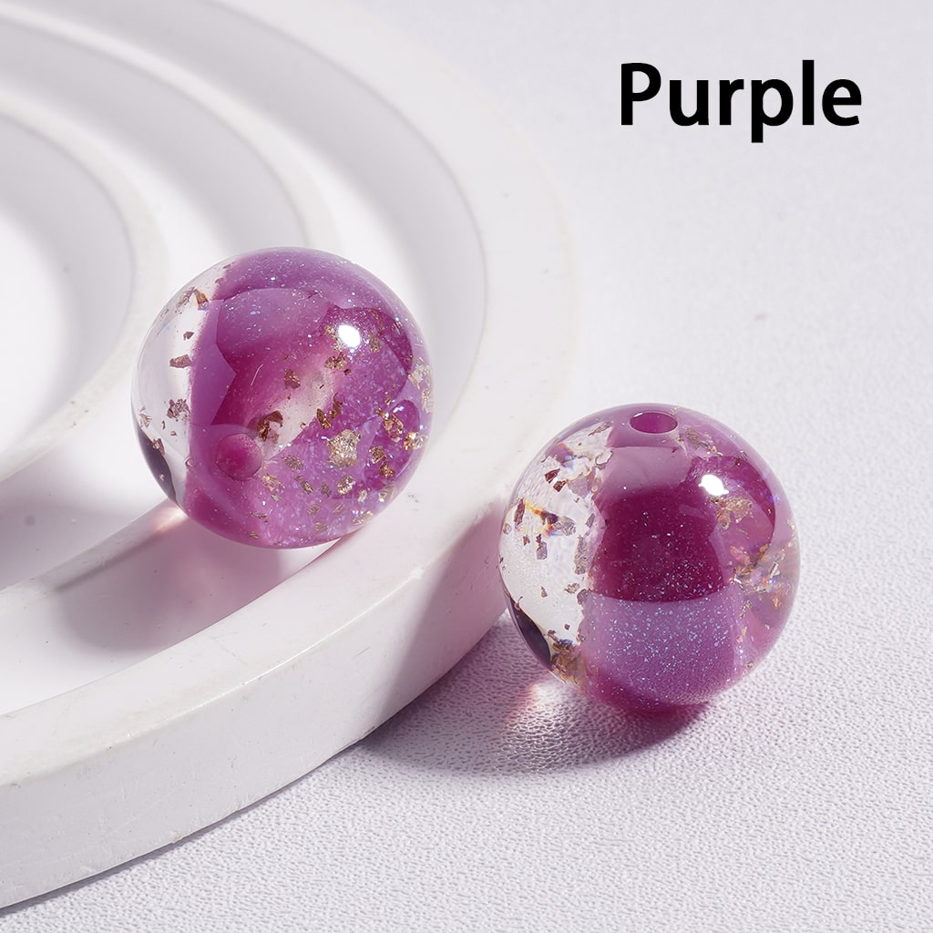 Shiny Gold Foil Glitter Round Acrylic Beads 16mm (Single Color is available for 100pcs (whole bag) Only)