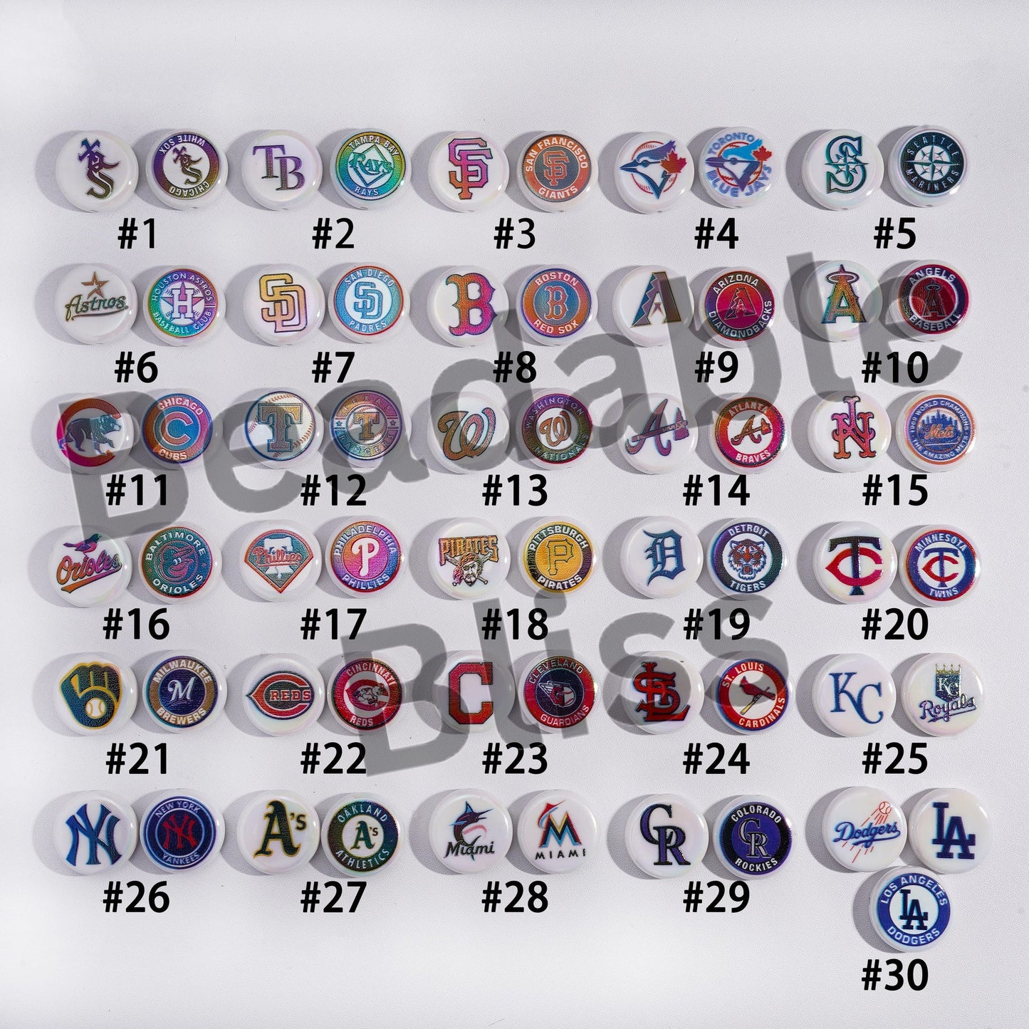 Acrylic Beads UV Coating with Sports American Baseball Series, Around 24MM, Flat Round Shape