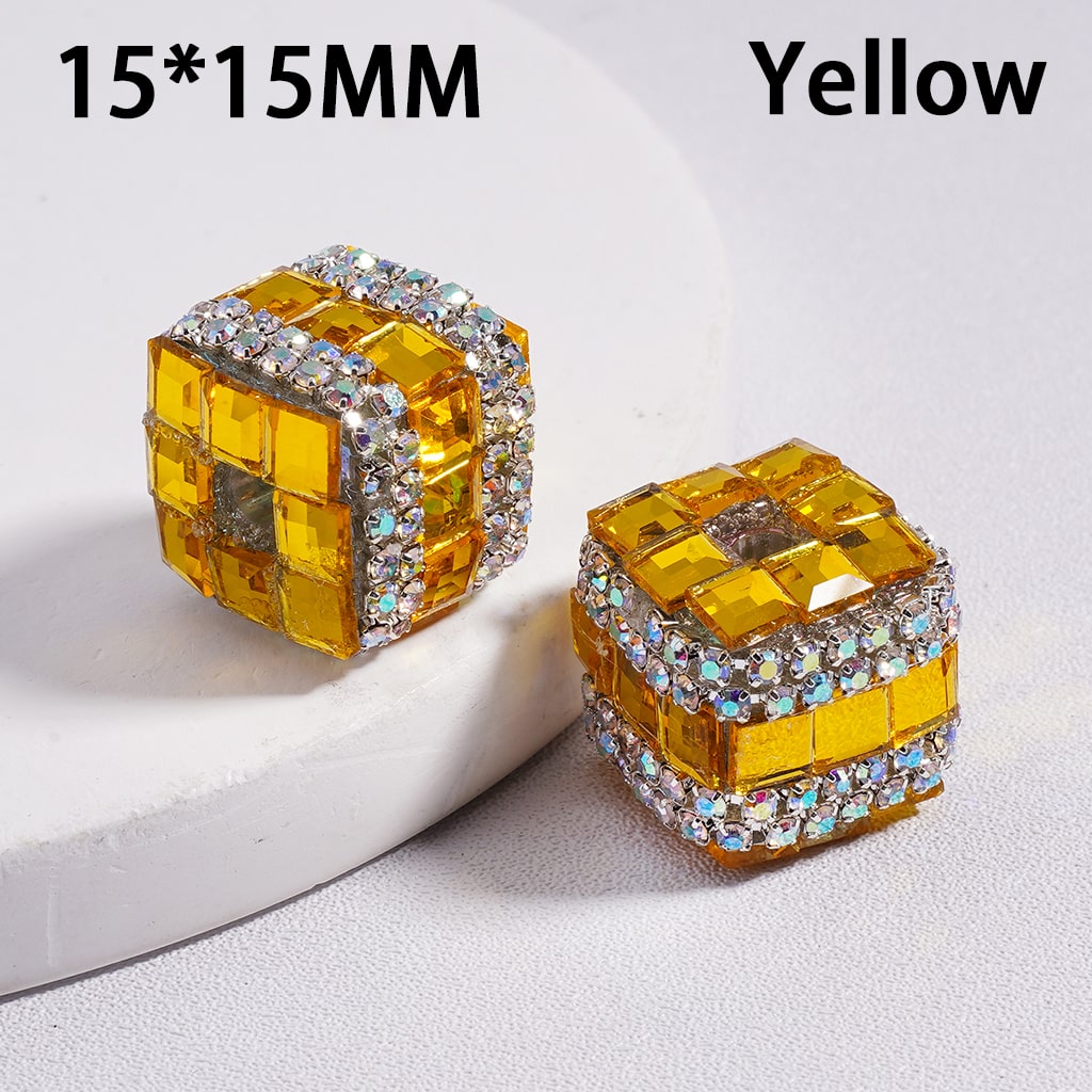 Metallic Cube Mini Cute Square Shape AB Rhinestones Chains Acrylic Beads 15*15MM
