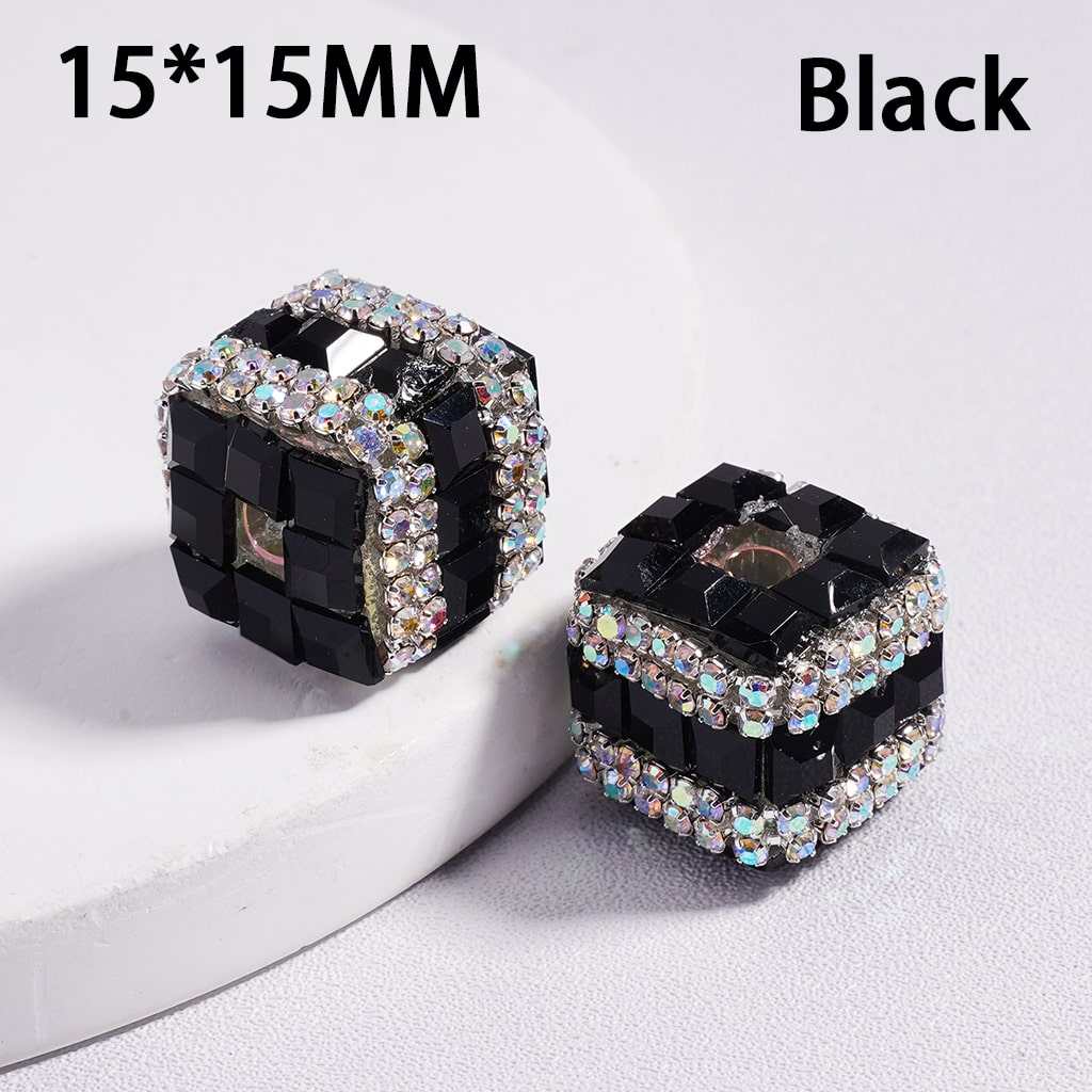 Metallic Cube Mini Cute Square Shape AB Rhinestones Chains Acrylic Beads 15*15MM