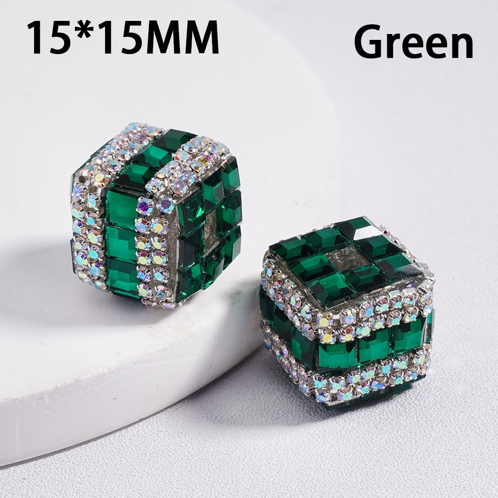 Metallic Cube Mini Cute Square Shape AB Rhinestones Chains Acrylic Beads 15*15MM