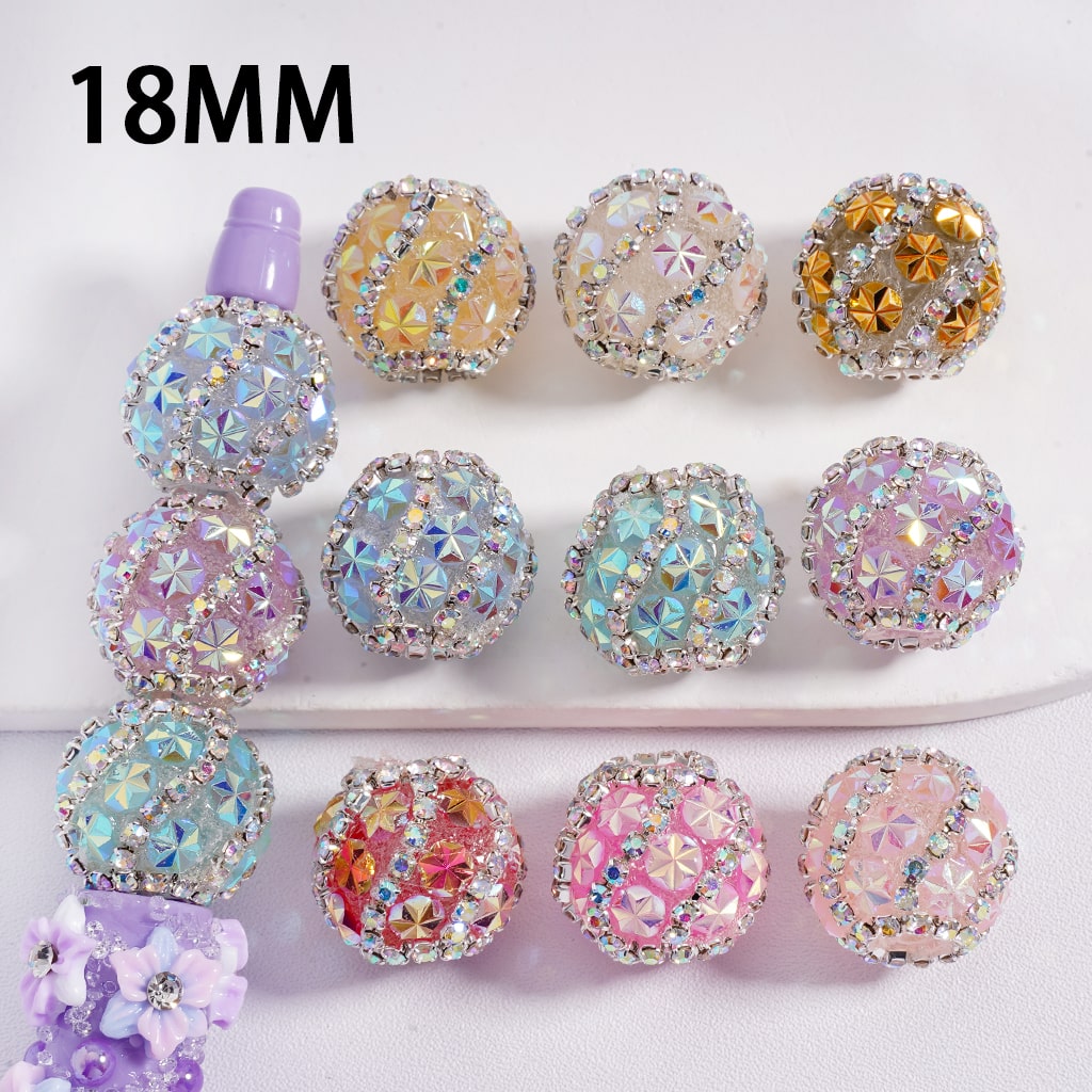 Sparkling Floral Shiny Multi Color Flower AB Rhinestones Chains Acrylic Beads 18MM