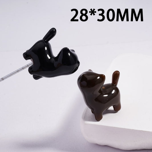 Cute Glossy Cat Kitty Character Design Acrylic Beads 28*30MM, Random Mix