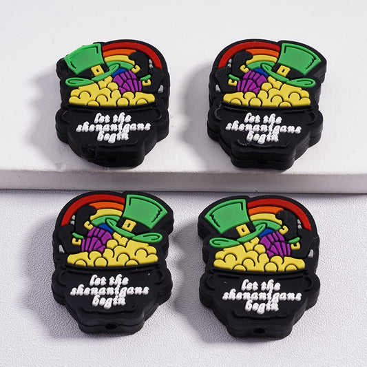 Saint Patrick's Day Gnome with Green Hat Design Let the Shenanigans Begin Silicone Focal Beads