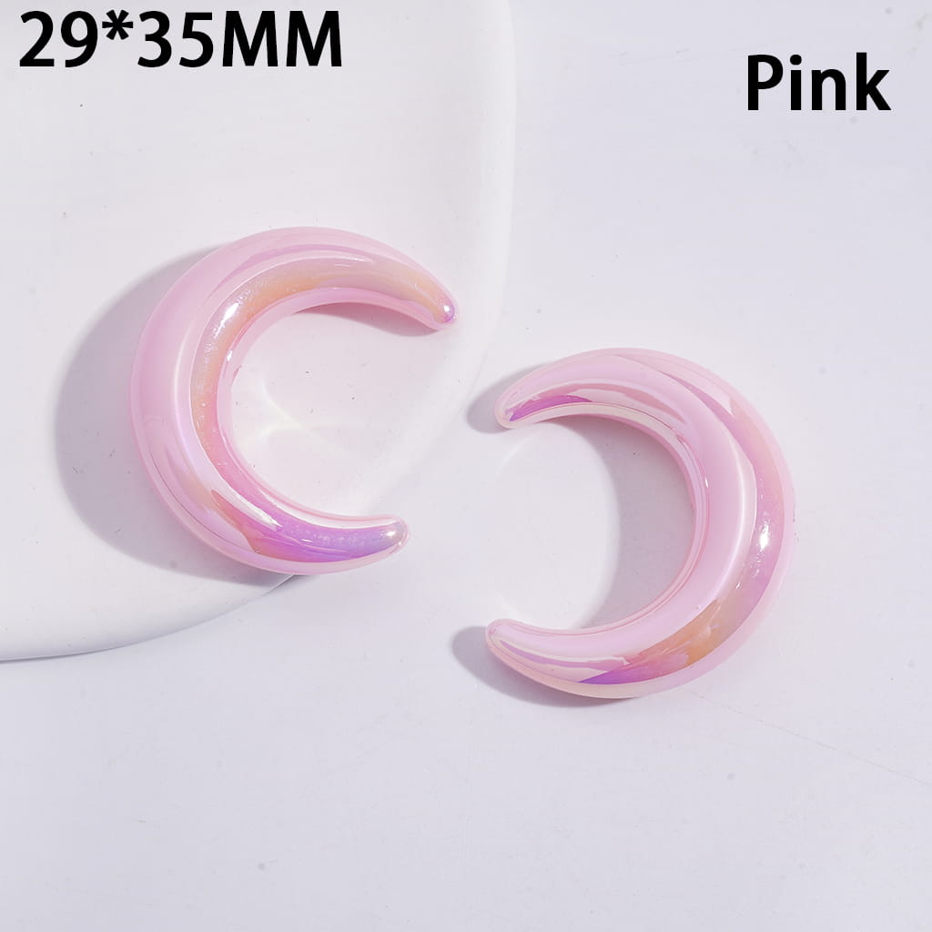 UV Coated Crescent Moon Shape Solid Dark Color Acrylic Beads Horizontal Hole 29*35MM