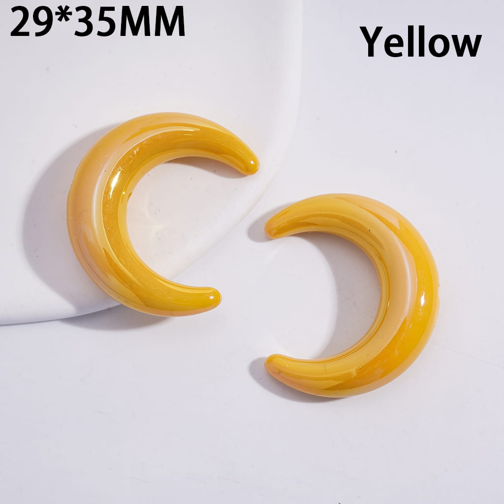 UV Coated Crescent Moon Shape Solid Dark Color Acrylic Beads Horizontal Hole 29*35MM