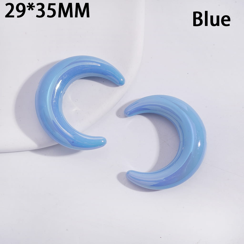 UV Coated Crescent Moon Shape Solid Dark Color Acrylic Beads Horizontal Hole 29*35MM