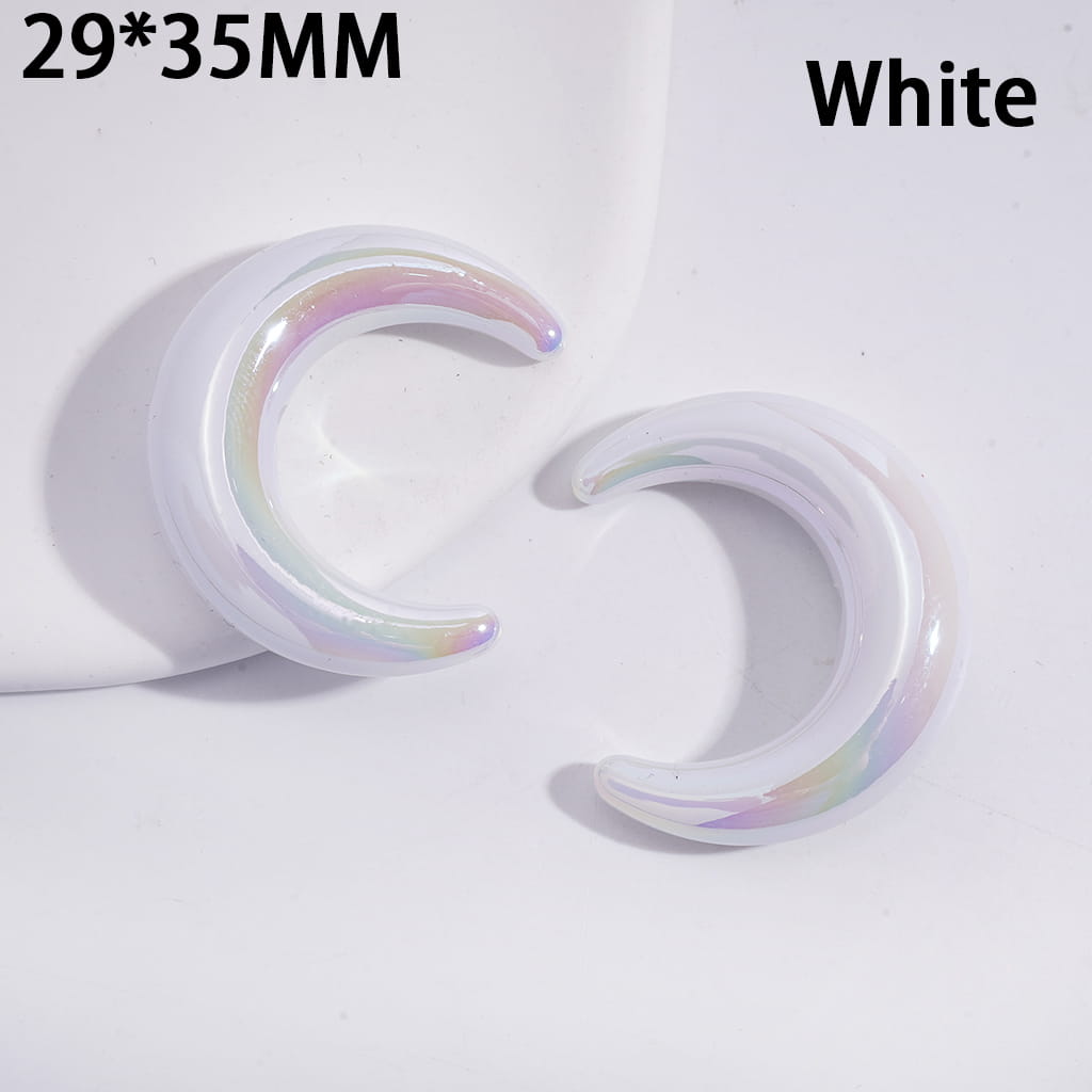 UV Coated Crescent Moon Shape Solid Dark Color Acrylic Beads Horizontal Hole 29*35MM