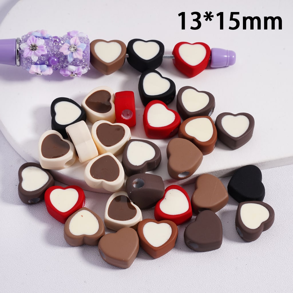 Cute Mini Light & Dark Colors Hearts Shape Acrylic Beads 13*15MM (Horizontal Hole) (Single Color available for 200pcs Whole Bag Only)