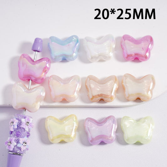 UV Coating Cute Butterfly Shape Multi-Color Acrylic Beads 20*25MM (Single Color Available in 200pcs Whole Bag Only)