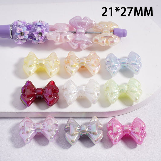 Acrylic Beads UV Coating Cute Bowknot Multi-Color, 21*27MM (Single Color is available for 200pcs(Whole Bag) Only)