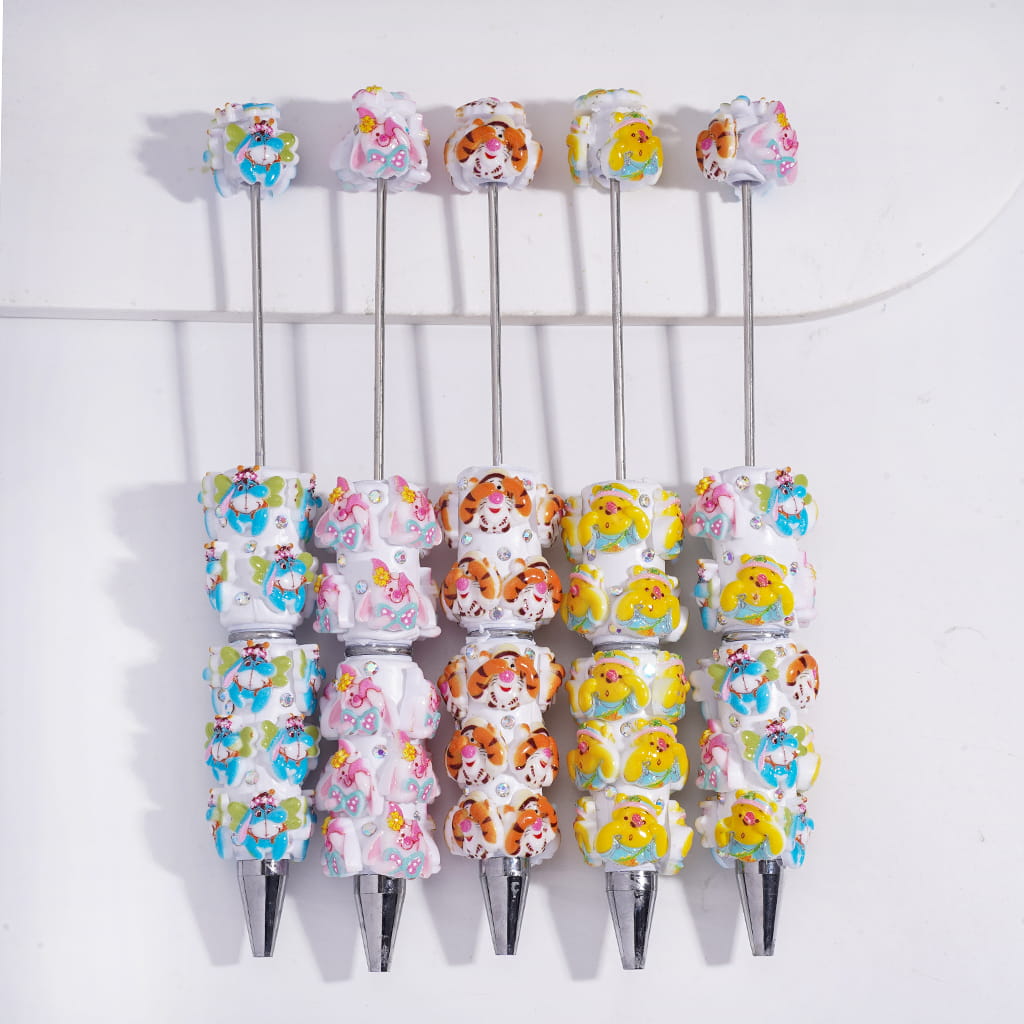 Cute Classic Animation Animal Character Series with Mini AB Rhinestones Beadable Clay Pens