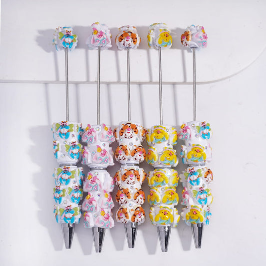 Cute Classic Animation Animal Character Series with Mini AB Rhinestones Beadable Clay Pens