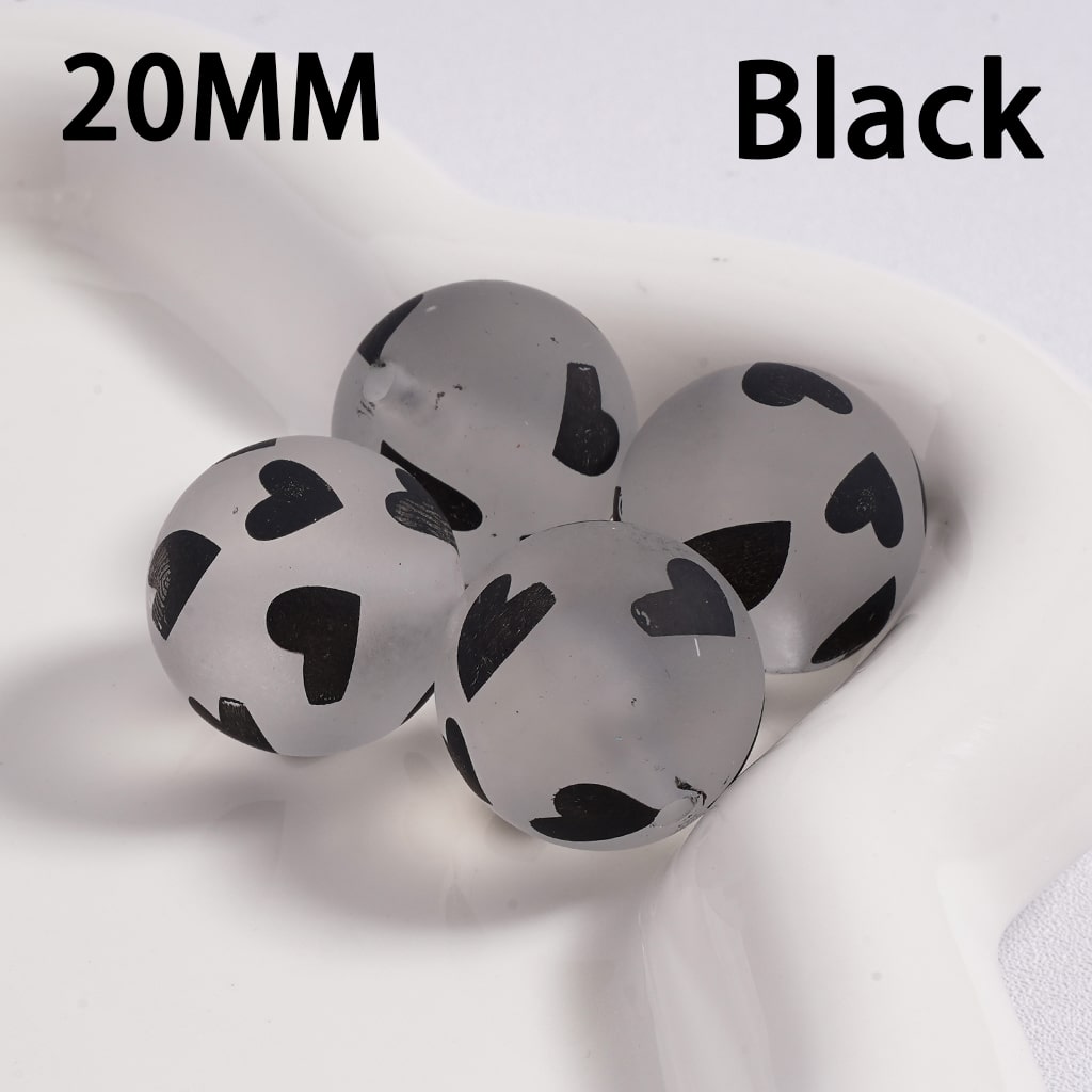 Cute Heart Pattern Design Matte Finish Multi-Color Round Acrylic Beads 20mm (Single Color is available for 100pcs(Whole Bag) Only)