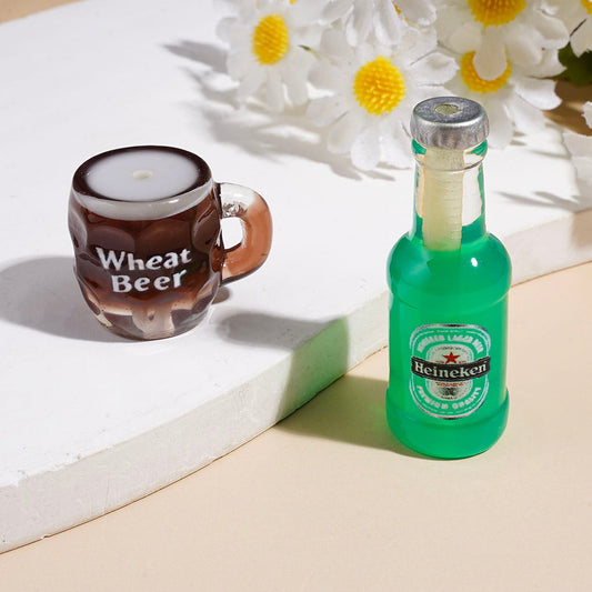 Drink Series Beer Bottle & Beer Mug Shape Acrylic Beads Random Mix