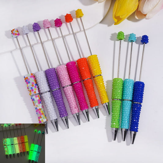 Luminous Bling Jelly Multi-Color Rhinestone Full Covered Sparkle Design Beadable Pens