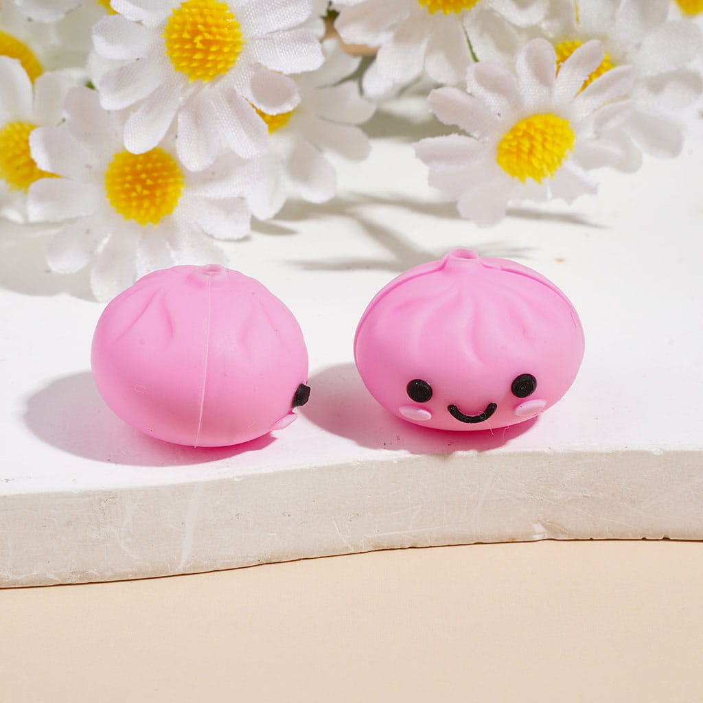 3D Dumpling with Smiling Face Silicone Focal Beads, 14*19MM Multi-Color