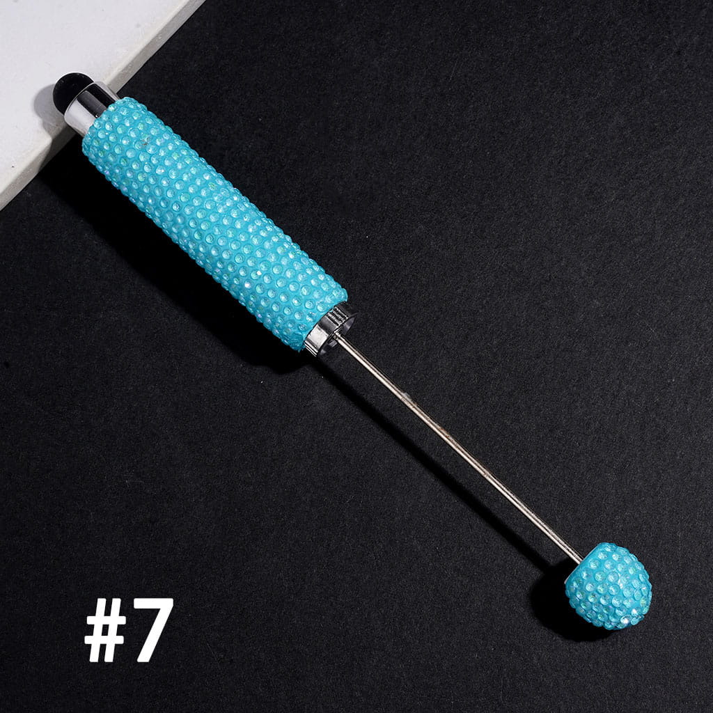 Beadable Clay Stylus Pens with UV Coated Sparkling Rhinestones Covering the Entire Pen, Multi-Color