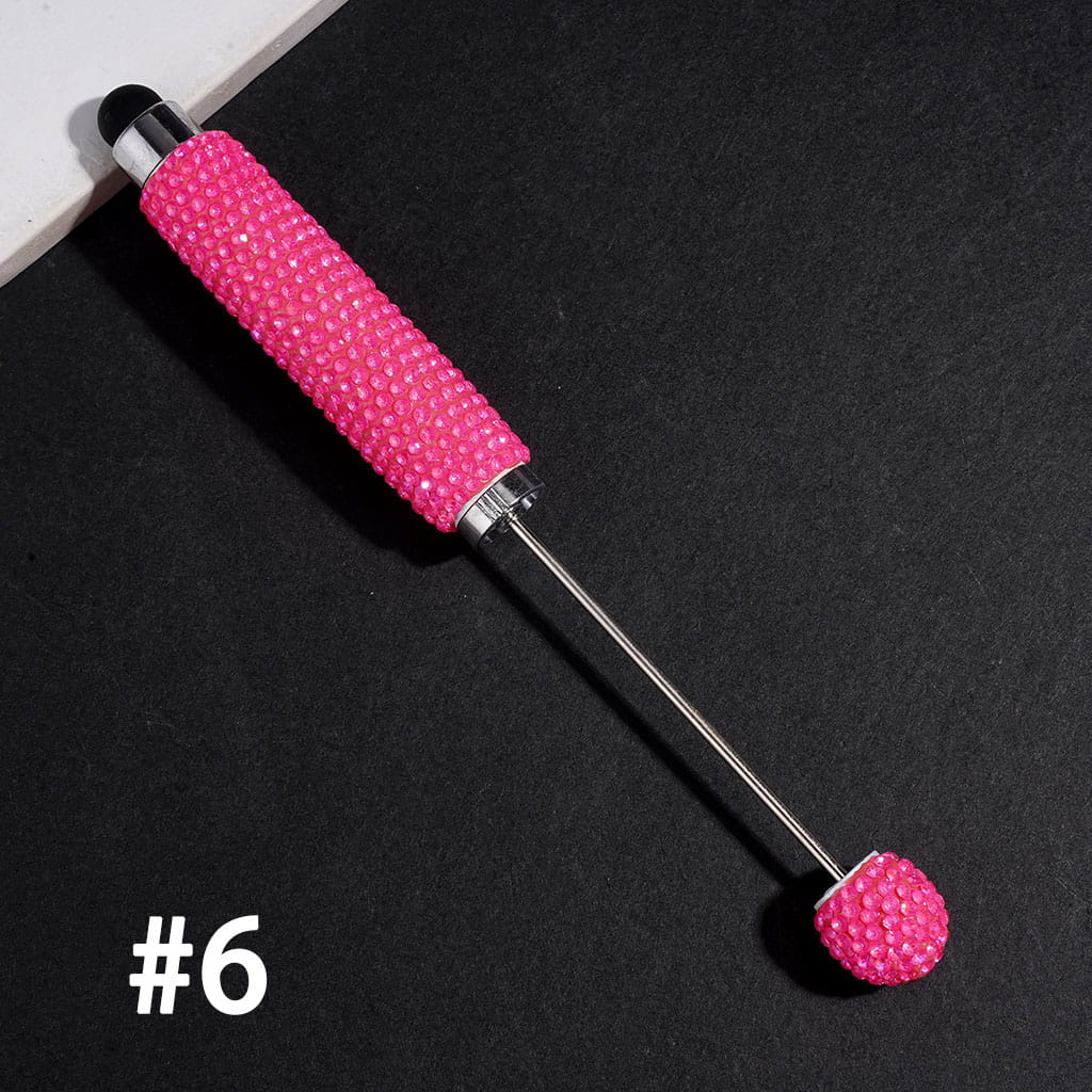 Beadable Clay Stylus Pens with UV Coated Sparkling Rhinestones Covering the Entire Pen, Multi-Color
