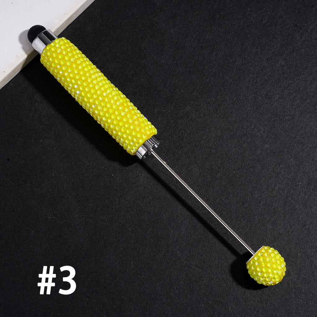 Beadable Clay Stylus Pens with UV Coated Sparkling Rhinestones Covering the Entire Pen, Multi-Color