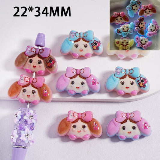Luminous Multi-Color Girl with Bowknot Acrylic Beads 22*34MM, Random Mix