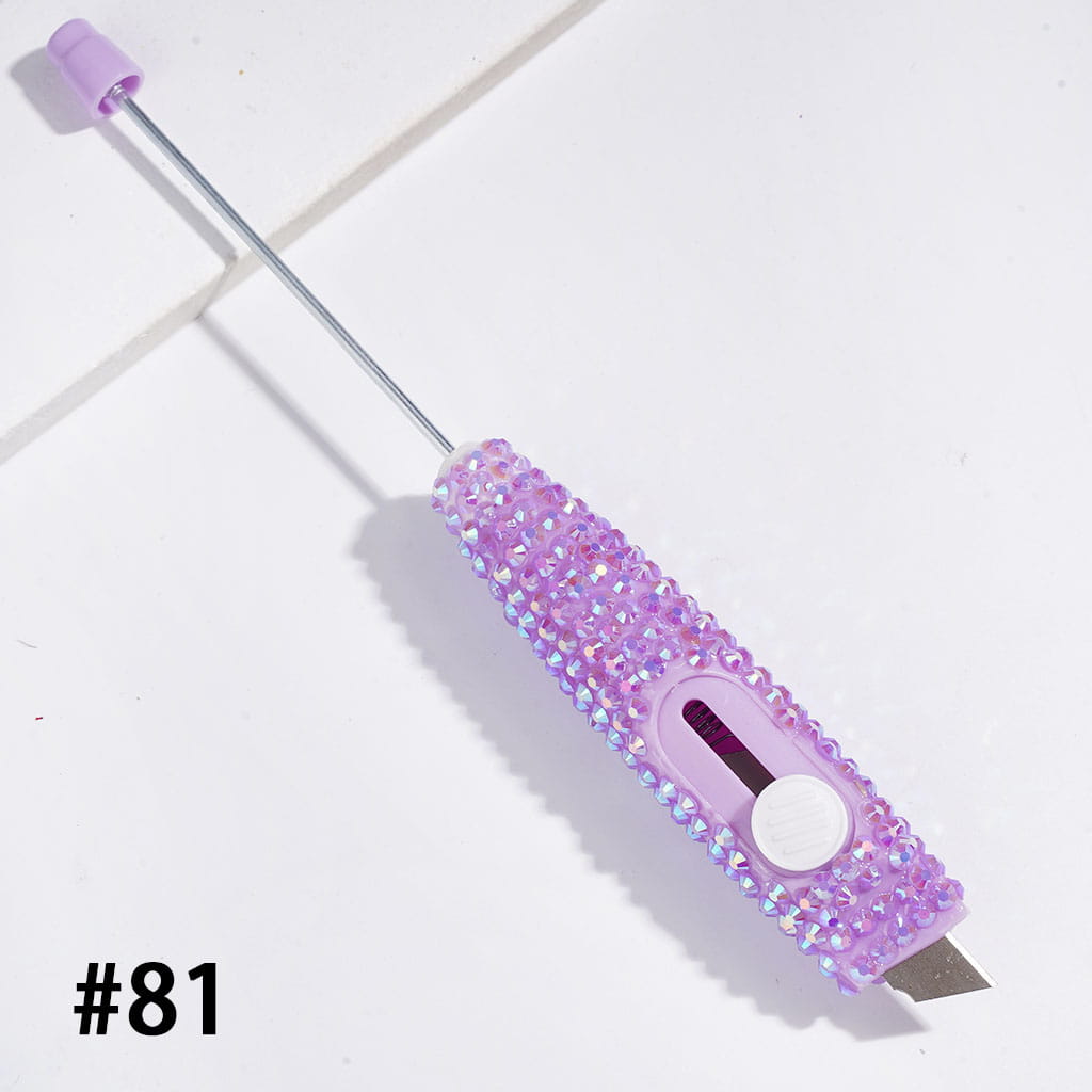 Beadable Mini utility knives with Sparkling Rhinestone | DIY Beadable Plastic Unboxing Tool for Express Package Box Carton Opener Cutter Cleaver, 148MM Length, Multi-Color