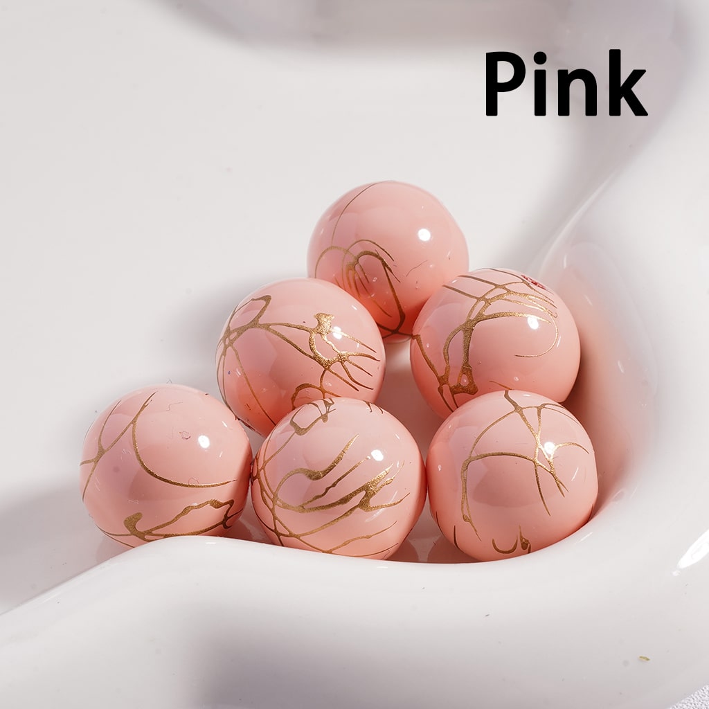 UV Coating Gold Stripes in Solid Color Round Acrylic Beads 16MM (Single Color Available in 200pcs Whole Bag Only)