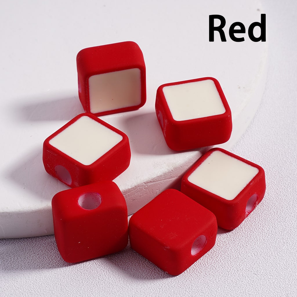 Cute Mini Square Light & Dark Colors Colorful Outlines Acrylic Beads 13*13MM (Single Color available for 200pcs Whole Bag Only)