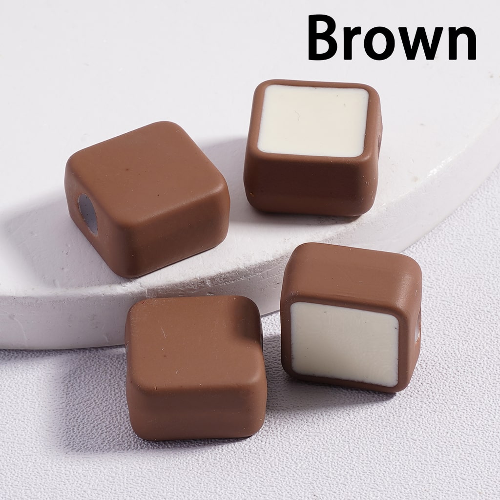 Cute Mini Square Light & Dark Colors Colorful Outlines Acrylic Beads 13*13MM (Single Color available for 200pcs Whole Bag Only)