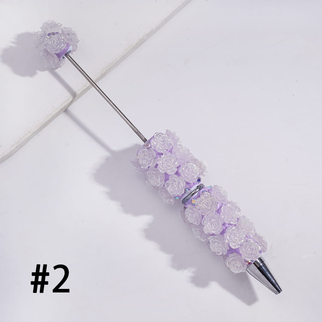 Luminous Shiny Flower Design & AB Rhinestone Beadable Clay Pen Random Mix