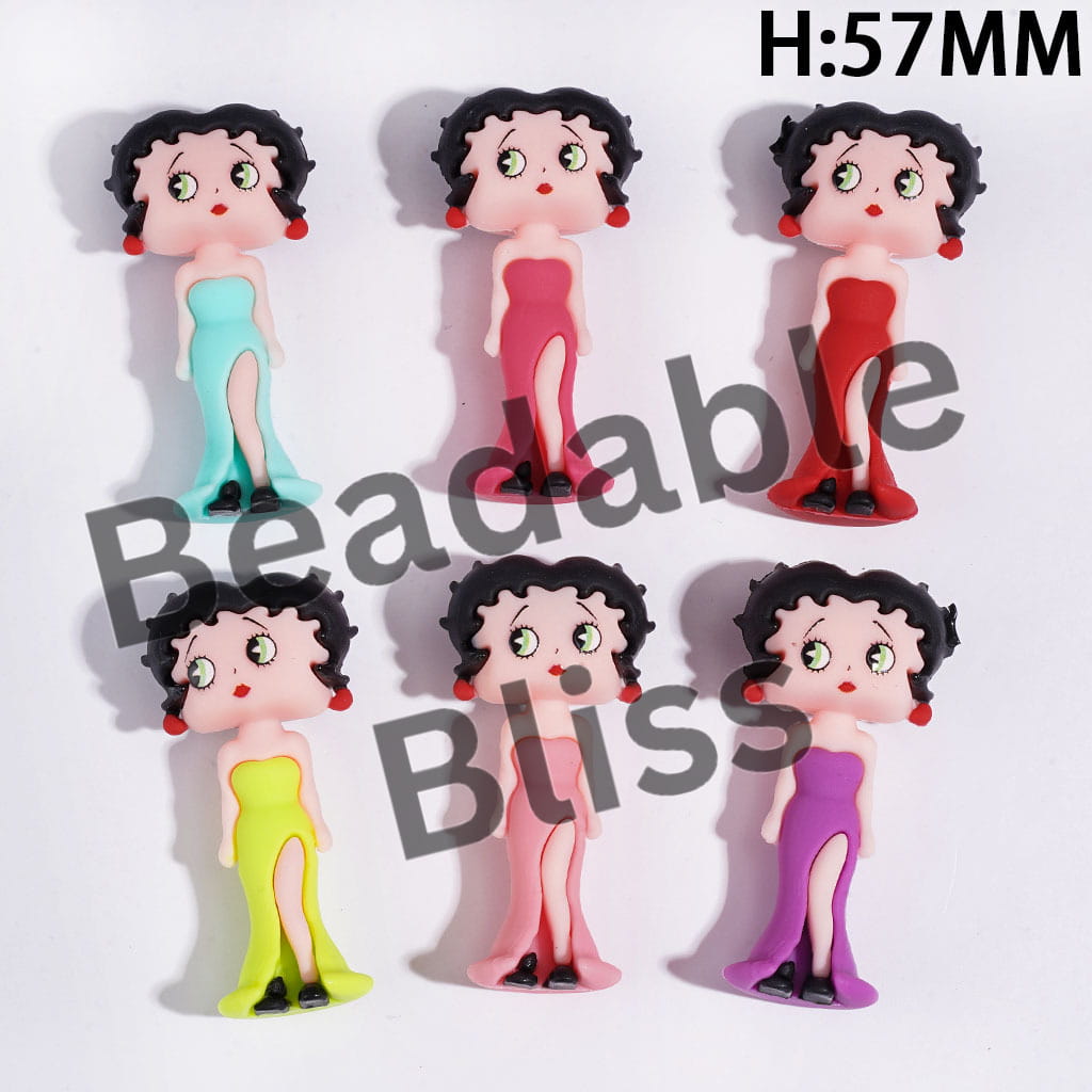 Old Girl Character Wearing Formal Dress as Silicone Figurine, Height 57MM Random Mix Multi-Color