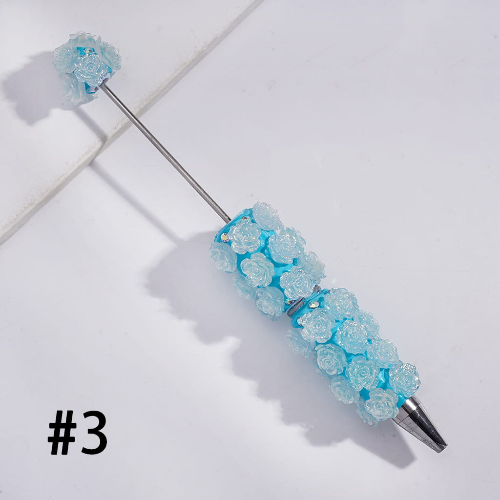 Luminous Shiny Flower Design & AB Rhinestone Beadable Clay Pen Random Mix